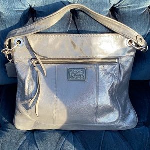 Metallic Silver Coach Poppie crossbody-bag